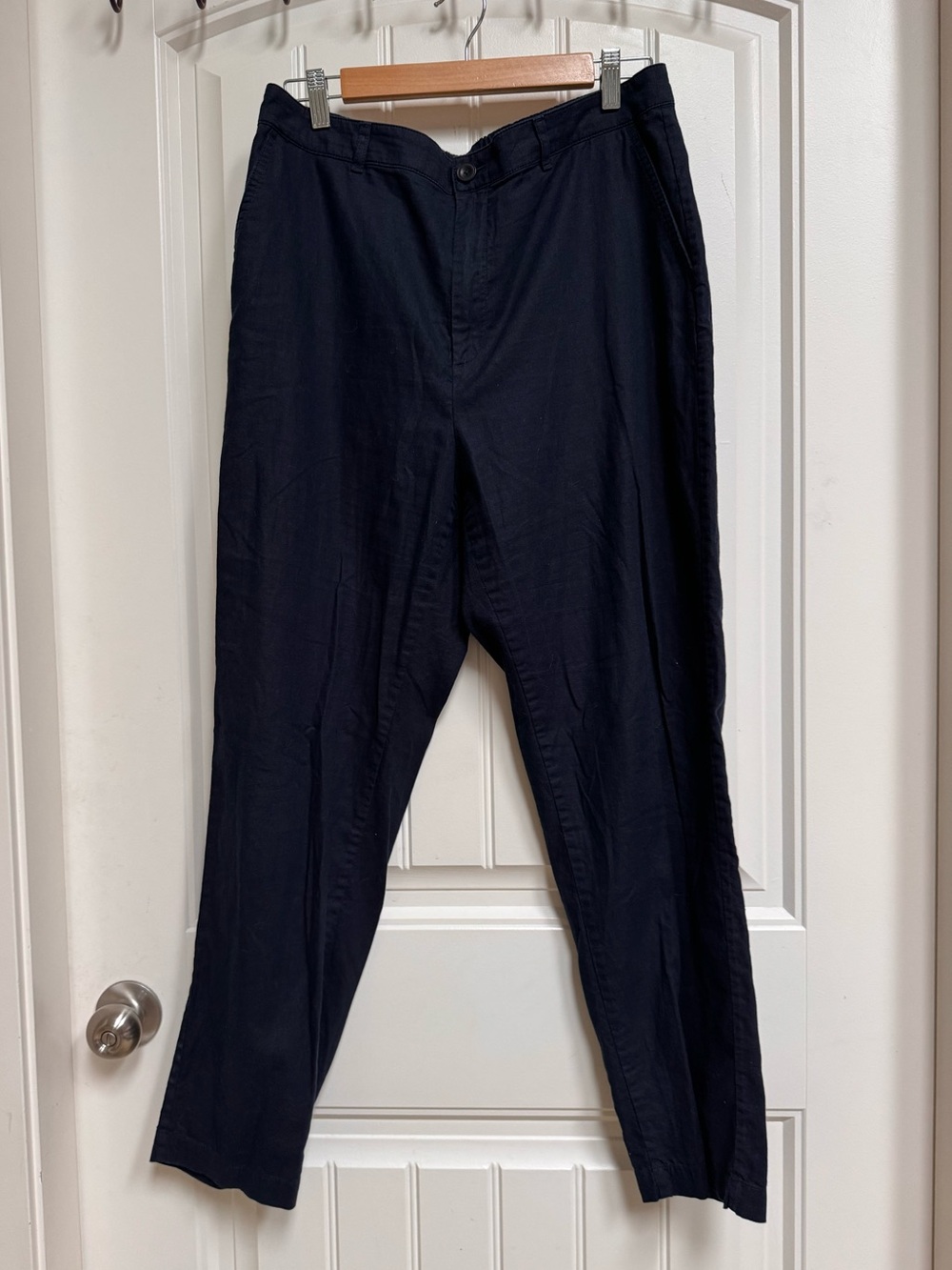 Uniqlo Navy Blue Linen/Cotton Slacks. Size L